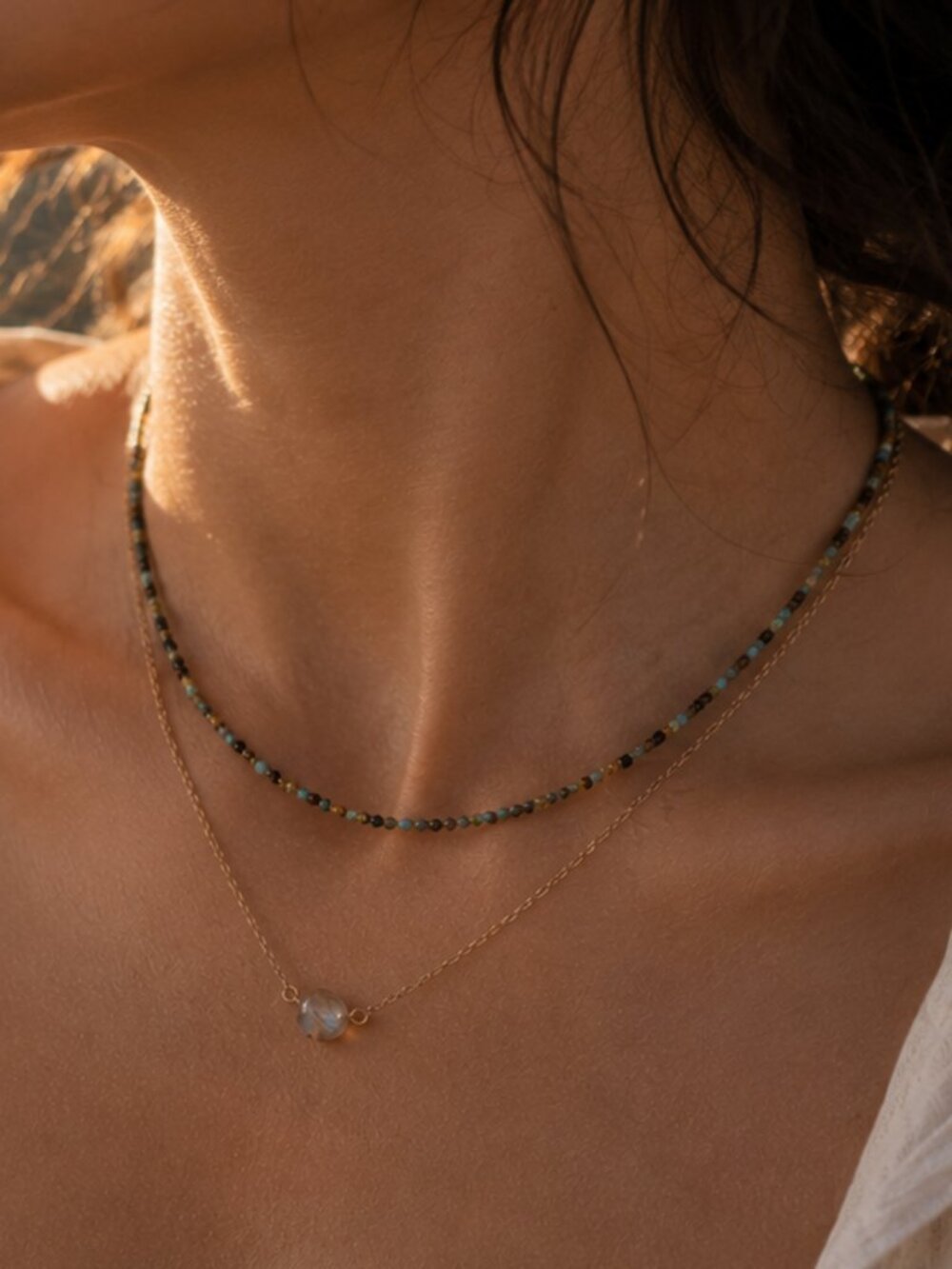 Moonshine Mountain | Unisex Hubei Turquoise & Labradorite Layered Necklace Set